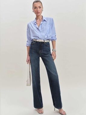 Reformation Wes High Rise Wide Leg Jeans Mille Dark Wash 31” Size 27